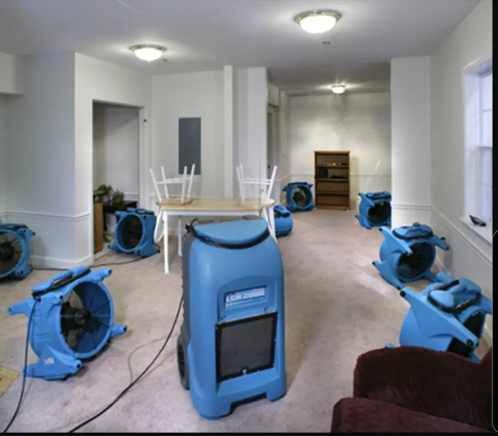 Air movers and dehumidifier setup for Water Extraction & Removal in Kennett Square